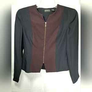 Vintage Liz Claiborne Dresses Zip Up Black and Purple Blazer Size 8 EUC